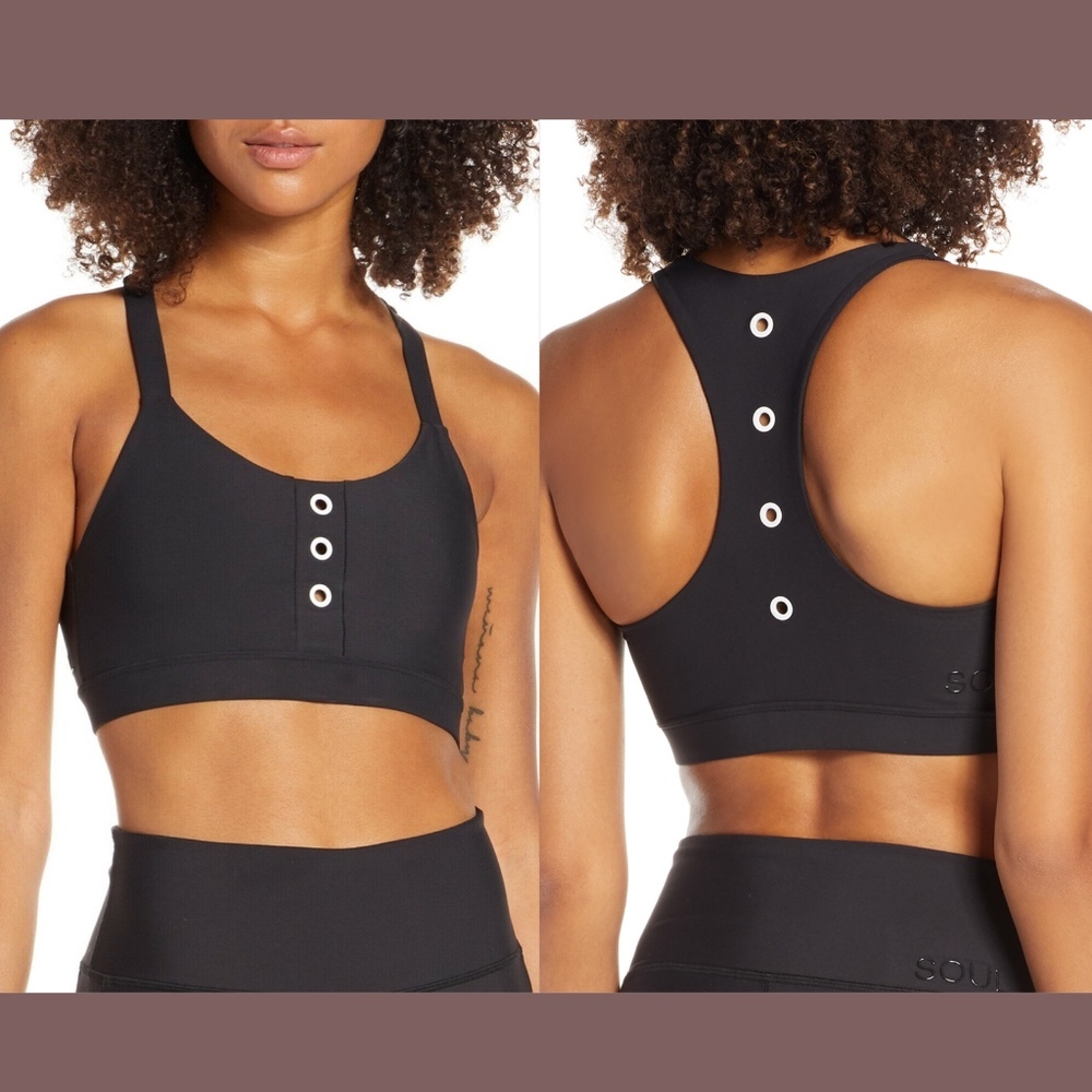 NEW $68‎ SOUL BY SOULCYCLE Grommet Racerback Sports Bra Black [SZ Medium ]